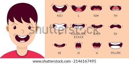 Cartoon talking mouth and lips expressions. Talking mouths lips for cartoon character animation
