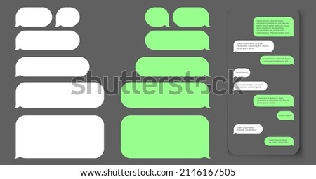 Chat text box. Empty messages template. Vector dialig interface. Mobile communication screen with balloons. Chatting concept