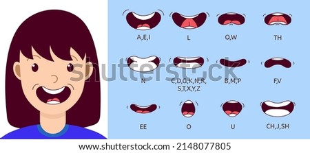 Cartoon talking mouth and lips expressions. Talking mouths lips for cartoon character animation