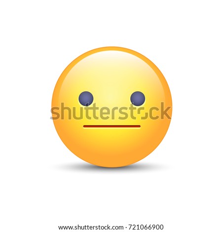 Indifferent cartoon icon. Expressionless emoticon face. Neutral smiley mood