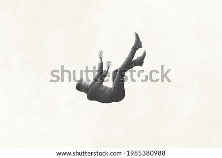 illustration of man falling from the sky, minimal concept
