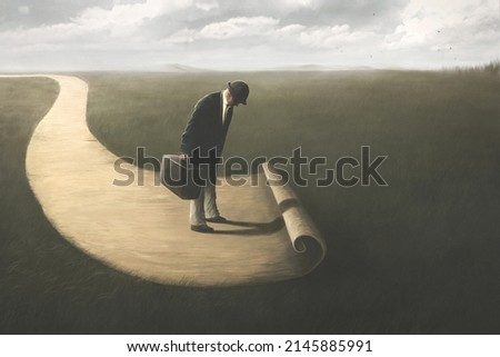 Illustration of man's surreal path, business abstract concept Foto stock © 