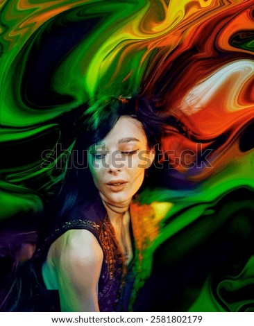 Similar – Image, Stock Photo Female obscured portrait with books on head