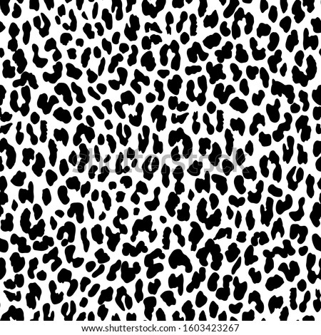 Classical black and white leopard pattern. Seamless animal print with jaguar spots. Template for textile, cards, covers and other decorations.