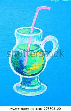 Abstract painting. Food and drinks set. Mojito. Backgrounds & textures shop.