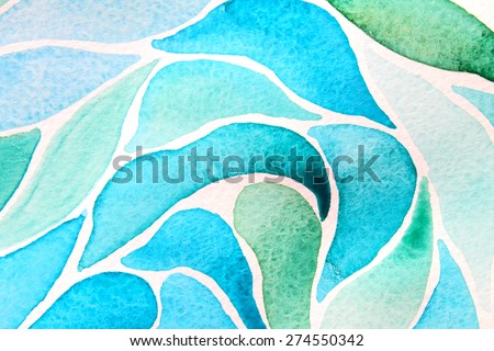Abstract watercolor floral pattern - transparent wave of glass leaves. Backgrounds & textures shop.