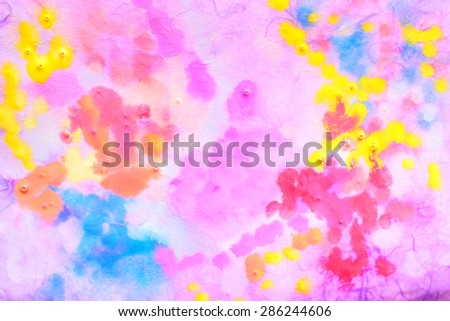 : Abstract watercolor painting with on the colored silk paper. Pink. Backgrounds & textures shop.