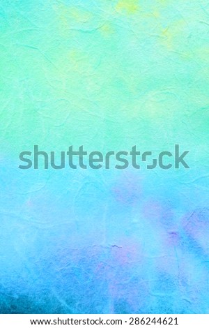: Abstract watercolor painting with on the colored silk paper. Green. Backgrounds & textures shop.