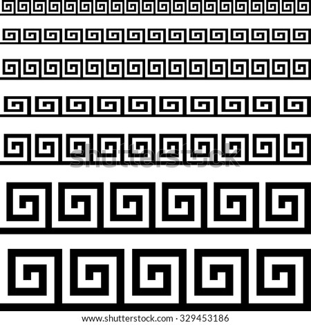 Classical meander ancient Greek pattern. Black and white. Backgrounds & textures shop.