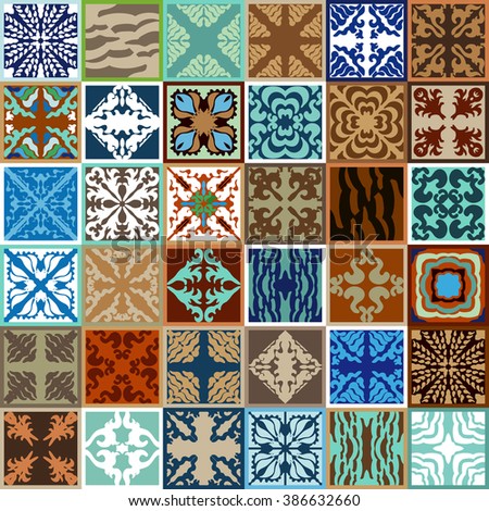 Mega Set Of Glazed Ceramic Tiles. Abstract Vector Background With ...