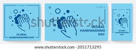 Global Handwashing Day.15 October. Handwashing with water and soap. Vector Illustration.