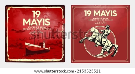 19 mayis Ataturk'u Anma, Genclik ve Spor Bayrami,  translation: 19 may Commemoration of Ataturk, Youth and Sports Day. Turkey. Stok fotoğraf © 