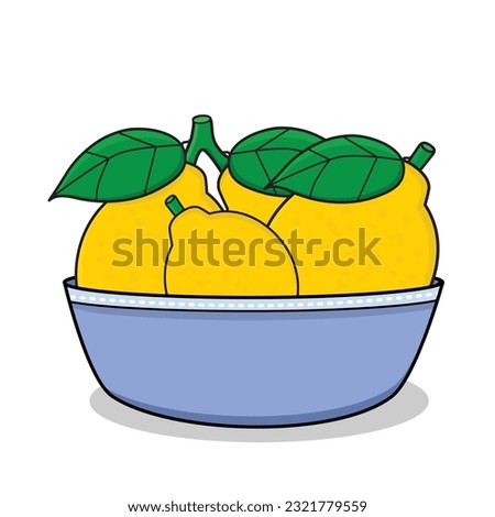 lemon. lemon in basket cartoon icon vector design illustration wallpaper.lemon with leaf. yellow lemon with leaf and flower in basket 