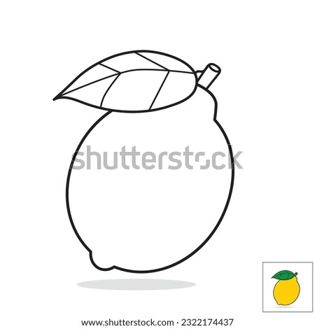 Coloring for kids. fruit coloring for kids illustration.  lemon outline coloring for kids