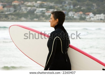 Older Woman Surfing