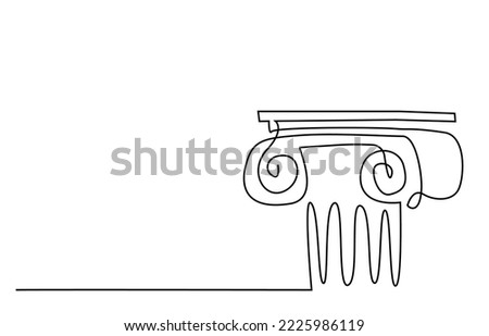ancient historical roman greek column header drawing one line concept