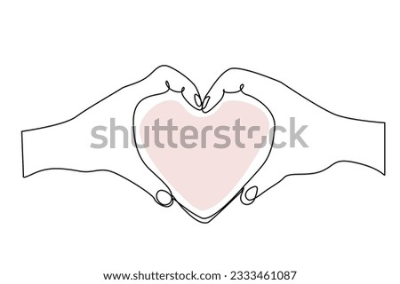 two human hands holding heart symbol protect health love line art