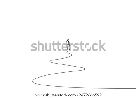 male person go far away walk alone outdoor life one line art design vector