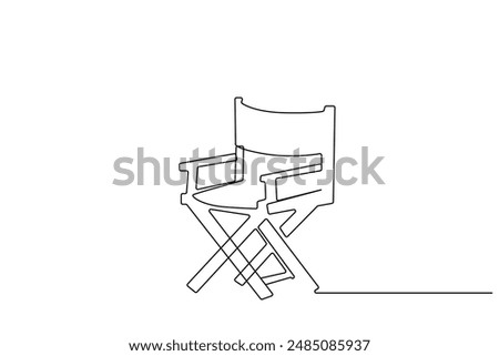 cinema movie director classic wooden seat object one line art design vector