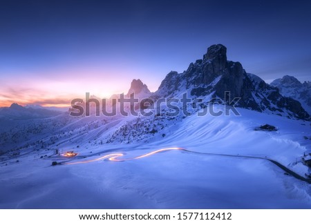 Similar – Image, Stock Photo Sunrise in a snowy park