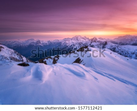 Similar – Image, Stock Photo Valley in snowy mountain range