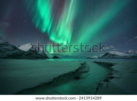 Similar – Image, Stock Photo Amazing view of starry sky over desert