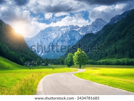 Similar – Image, Stock Photo Country road in Slovenia