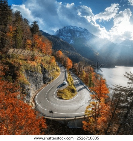 Similar – Image, Stock Photo curved road in snowy landscape