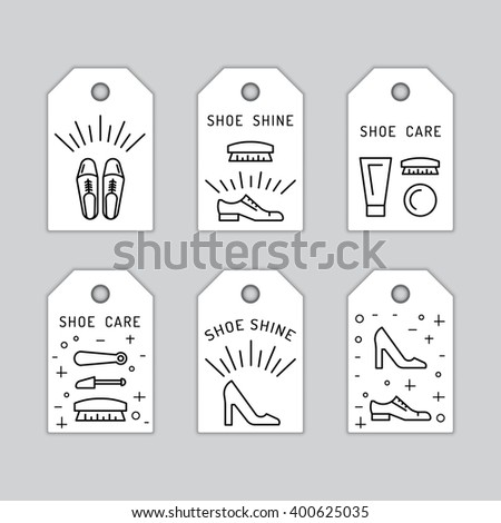 Set icons items for Shoe care. Elements for this service Shoe Shine. Outline Elements for shoe care