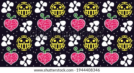 Vector design Seamless patterns for fictional objects, devil fruit items, in one of the anime series entitled Onepiece, beautiful pattern compositions for your print design needs, can be re-edited as 