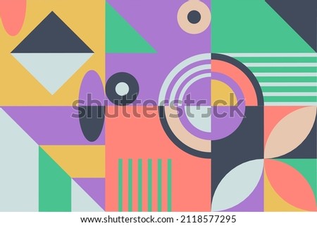 Abstract minimal composition of simple geometric shapes with a touch of retro style color. Abstract background art for your design needs.