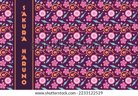 seamless vector pattern, with ninja concept, in anime movie.sakura flower.