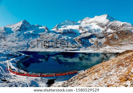 Similar – Image, Stock Photo View of the Piz Corvatsch in the Engadin in Graubünden in the evening