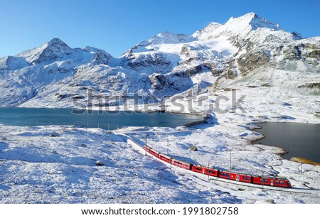 Similar – Image, Stock Photo View of the Piz Corvatsch in the Engadin in Graubünden in the evening