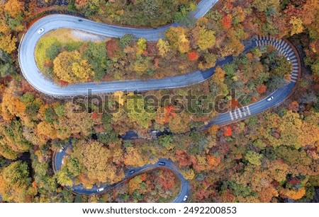 Similar – Foto Bild Luftaufnahme von oben auf einen milchig blauen Fluss und eine Brücke, Island