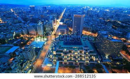 Panoramic night scene of Taipei downtown~
A Blue and Gloomy Night in Taipei ~ Aerial view of Taipei City in dusk