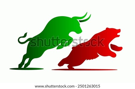 Bull and Bear Fighting Vector Icon - Stock Market Clash, Financial Battle, Bullish vs Bearish Market Illustration