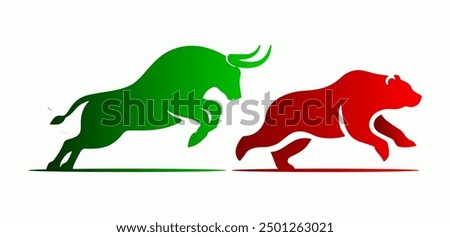 Bull and Bear Fighting Vector Icon - Stock Market Clash, Financial Battle, Bullish vs Bearish Market Illustration