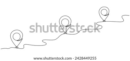  Single line line map symbol, location point for business.   Pin location, geosign of a editable line continuous drawing .      Vector illustration for delivery services