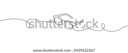 Glasses one continuous editable line. Eyeglasses icon minimalistic line vector illustration