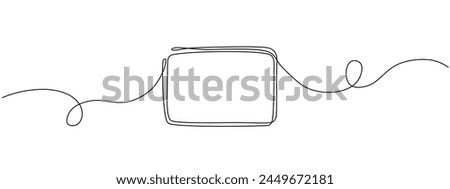 Continuous line drawing of a black square. One-line icon of a geometric frame. A sketch of a rectangular frame. Vector editable line illustration