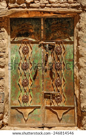 Door of old Yemeni house in Sana\'a