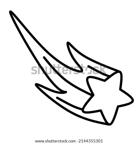 falling star outline doodle illustration. Suitable for coloring book