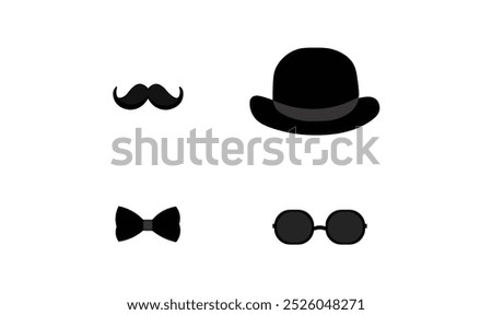 Premium mustache, glasses and a hat illustration. Gentleman icon for use.