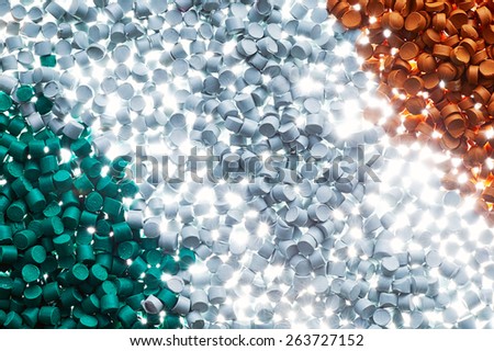 Colorful chemical granules for industrial plastic production