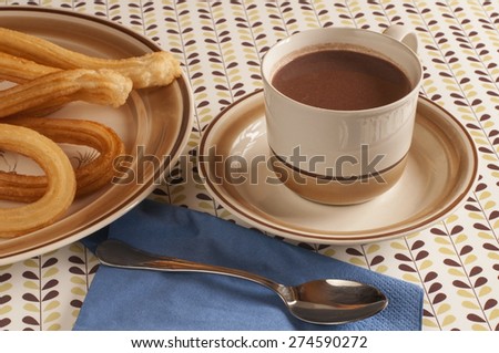 Spanish breakfast with chocolate drink