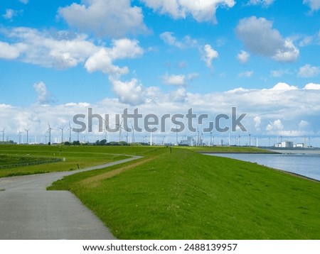 Similar – Image, Stock Photo Ems dike in the fog Fog