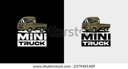 Mini truck vector logo design. Is perfect for printing on t-shirts and various business media, adding a touch of style and uniqueness to your branding.