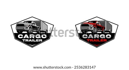 The Emblem logo features a powerful pickup truck towing a cargo trailer. Bold, uppercase text reads 