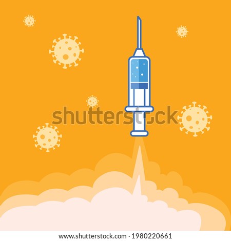 Vaccine Rocket. Illustration vector graphic of Covid-19 vaccine.